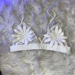 Flower petal white bikini top